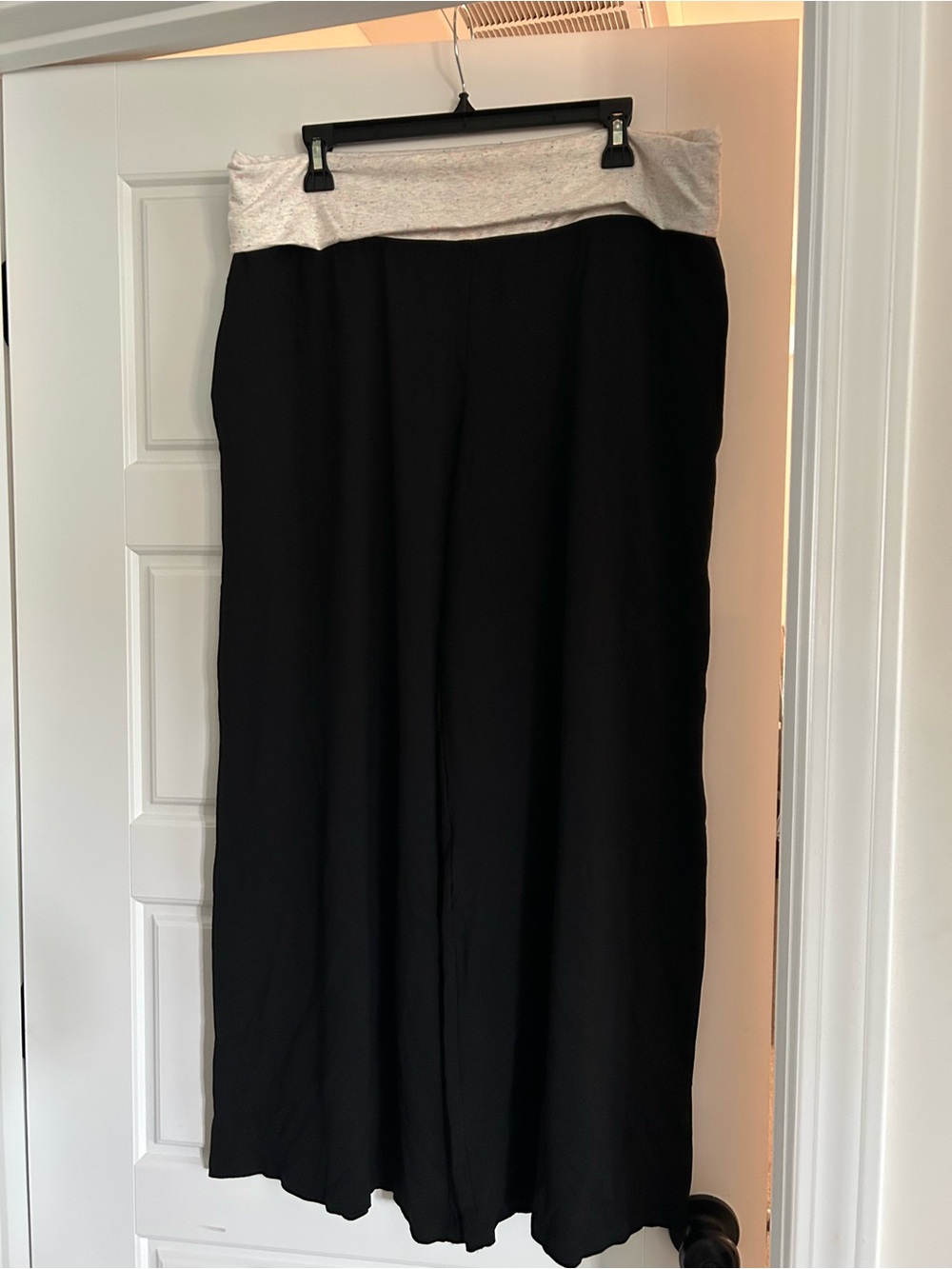 PINK Victoria's Secret Black Wide-Leg Pants with Fold-Over Waistband